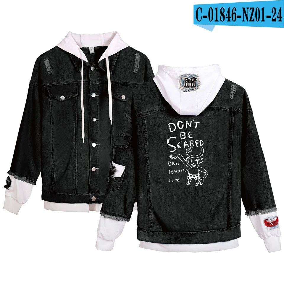 LUCKYFRIDAY kpop женский Принт с принтом для женщин и мужчин; сезон весна; Повседневный Теплый/Удобный джинсовый спортивный свитер с принтом; куртка Kpop - Цвет: black