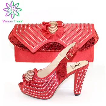 

Special High Heels Italian Shoes And Bag Set Fashion Metal Decoration Ladies Shoes And Bag Set For Evening Party Size 38-43
