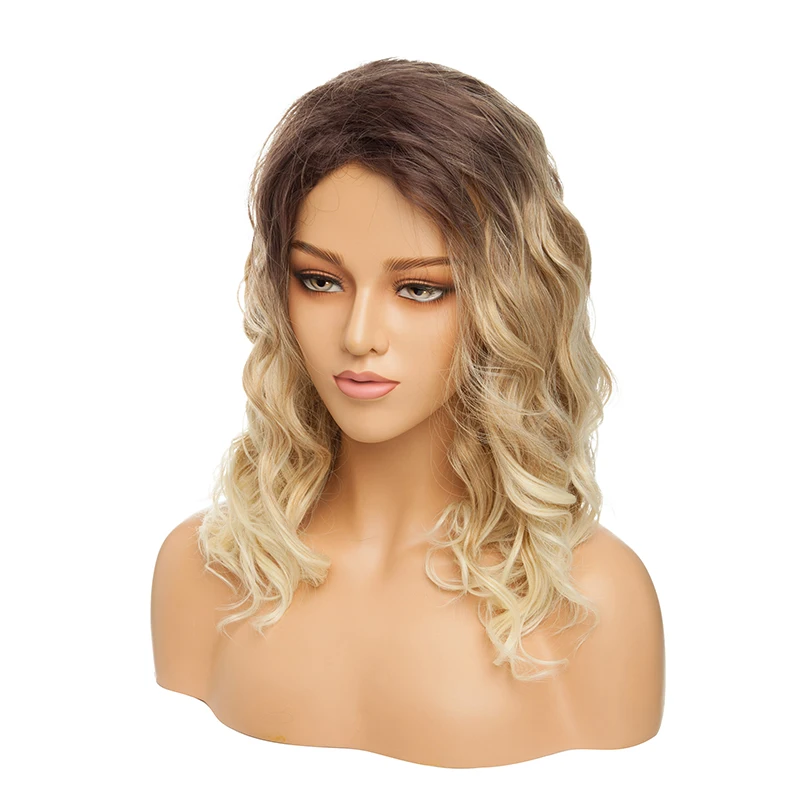 S-noilite 19''24'' Ombre Wavy Hair Wigs Synthetic Long Wigs For Women Brown Gold Party Wig Cosplay Wig Halloween Carnival Wigs