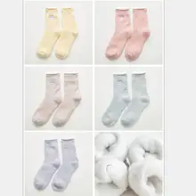 Женские однотонные хлопковые носки с маркой спортивные носки для девочек Теплые ворсистые зимние короткие носки женские носки 5 пар/лот