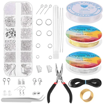 

Jewelry Making Supplies, Jewelry Repair Kit Jewelry Fixing Kit with Jewelry Wire and Findings Tools for Jewelry Making, Jewelry