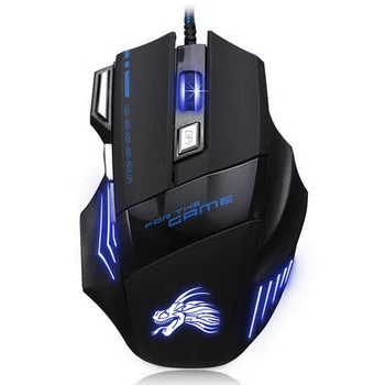 Ratón óptico para juegos por cable, ergonómico, con 7 botones, 5500 DPI, LED, USB, para ordenador y portátil