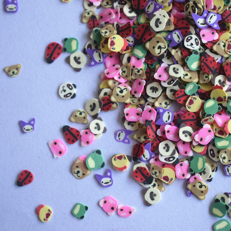 50g 1bag 3D Polymer Clay Tiny Fimo Cute Apple Orange Plum Blossom Kiwi Fruit Design Slices 3