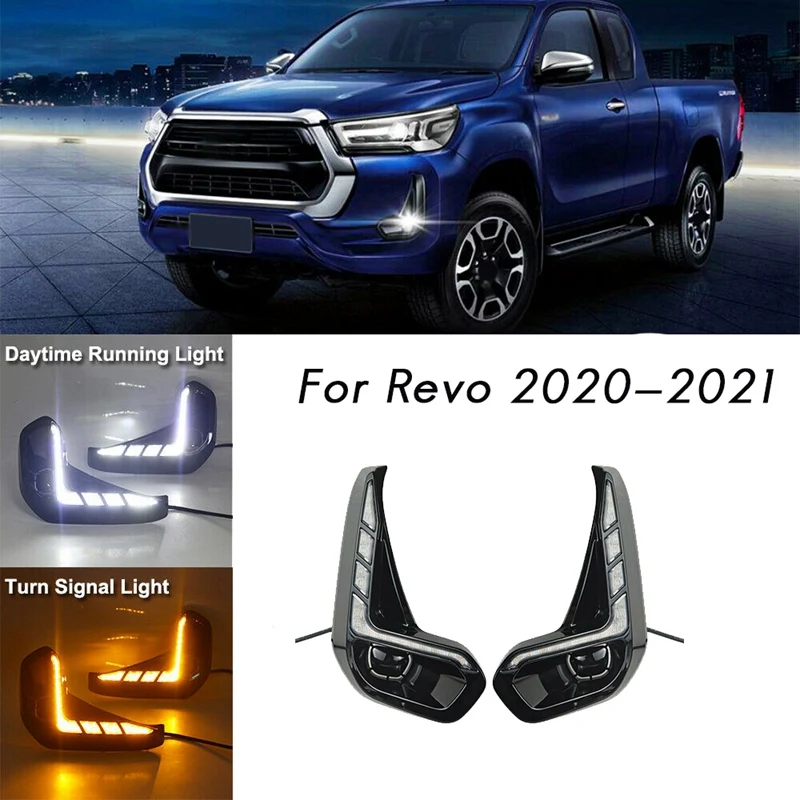 Для Toyota Hilux Revo 2020 2021 светодиодный ные дневные ходовые огни DRL с указателем