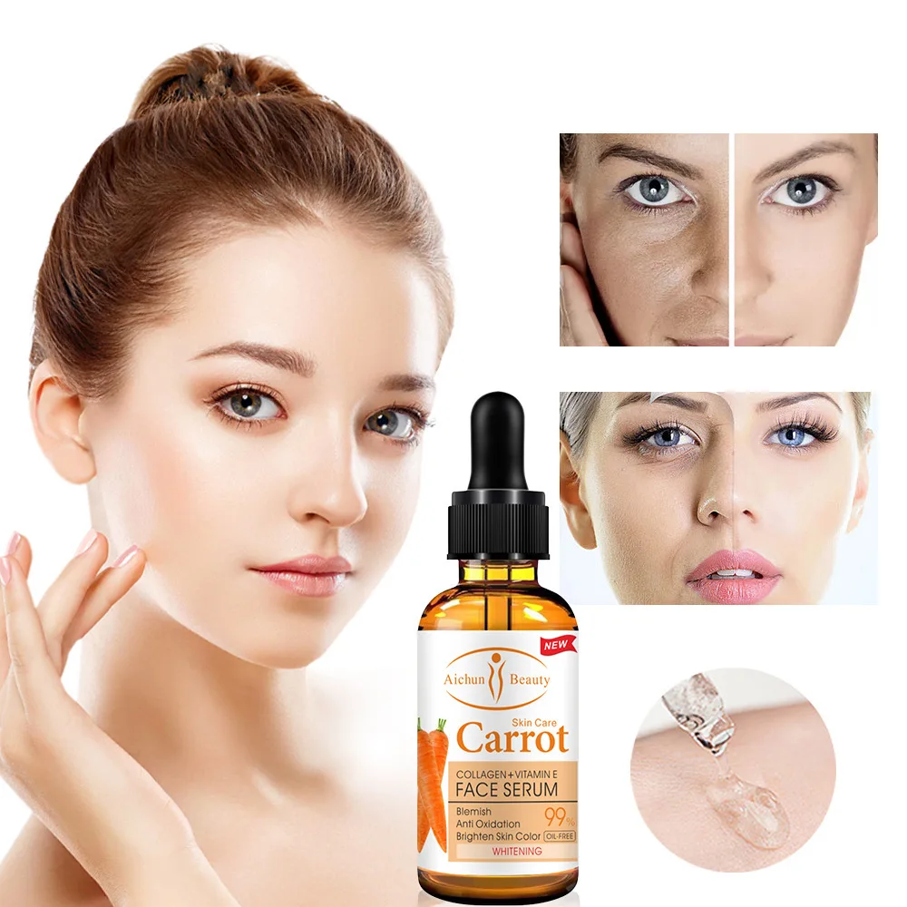 Aichun-suero reafirmante para el cuidado de la piel, suero de zanahoria para reparar la piel, antiarrugas, antienvejecimiento, antiacné, 30ml