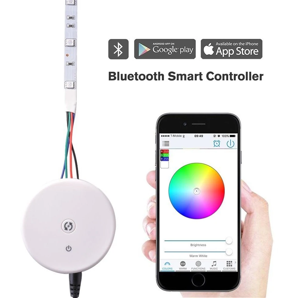 

DC12-24V RGB RGBW UFO Bluetooth 16 Million Colors IOS Android Smartphone LED Controller Timing Function Group Control Music Mode