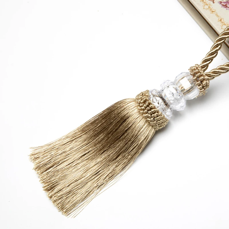 Crystal Beads Tassel Fringe Hanging Rope Braided Craft Tassels Pendant DIY Key Tassel Trim Curtain Cabinet Home Decoration 2Pcs tassel fringe tassel trim mini tassels bookmark tassels silky floss tassels leather tassels fluorescent tassels tassel accessories tassel decoration