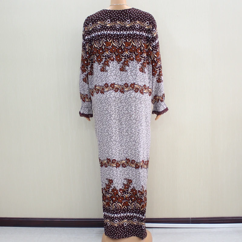 Африканские Дашики Dashikiage с длинным рукавом Аппликации коричневые 100% хлопковые