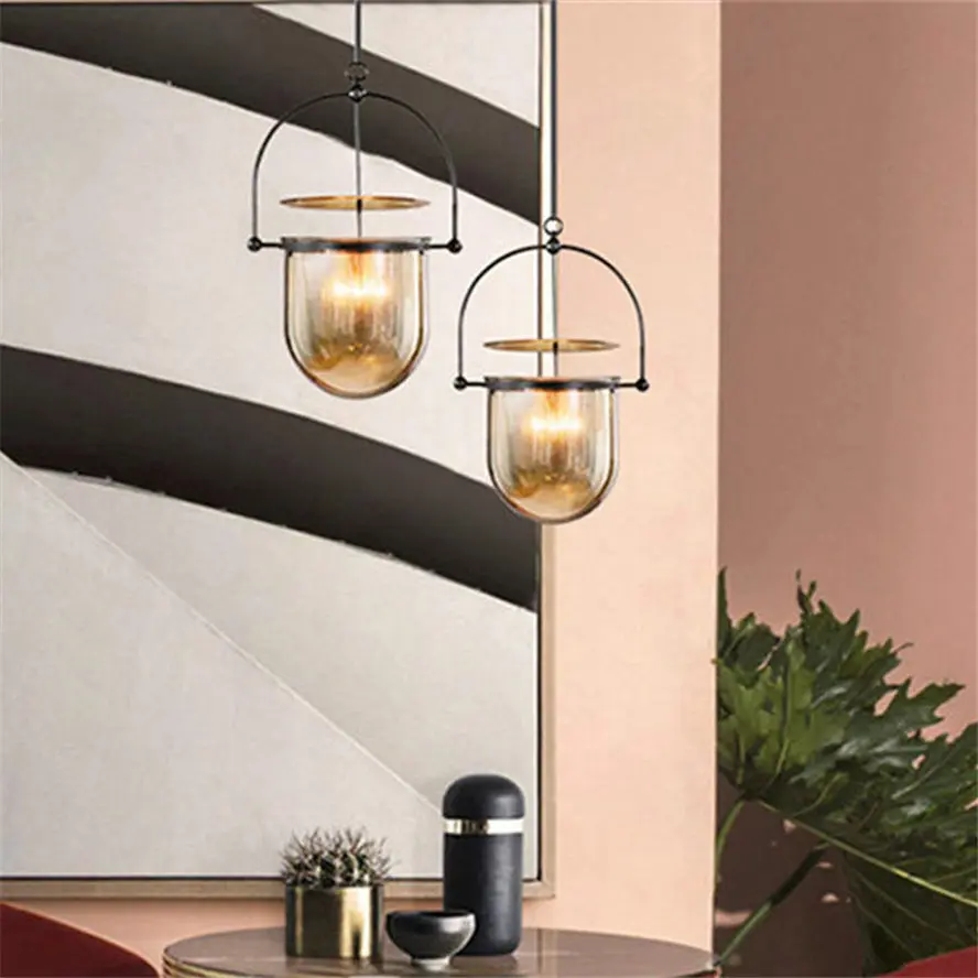 Американские металлические подвесные светильники в стиле ретро из янтарного