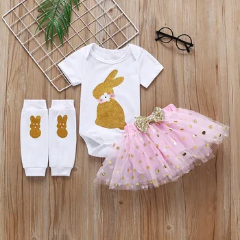 

2019 Cute baby girl clothes summer Animal Short Sleeve T-shirt+Pink tutu Skirt+Bow Headband baby clothes girl Newborn Clothing