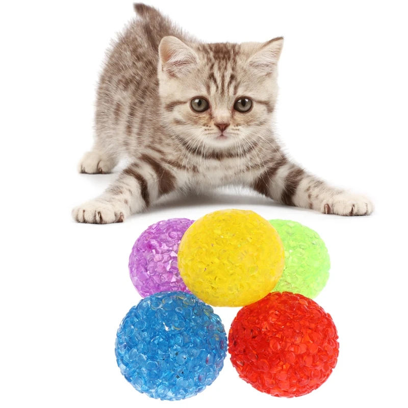 Новинка, 5 шт., игрушка для домашних животных, кошек, колокольчик, хрустальный шар, звуковая игра для домашних животных, котенок, котенок, пластиковая Интерактивная погремушка, игрушка-талисман