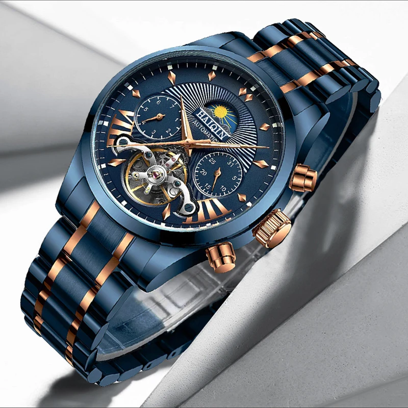 Haiqin Automatic Men Watches Top Brand Luxury Men Watch Blue Mechanical Wristwatch Men Water-3