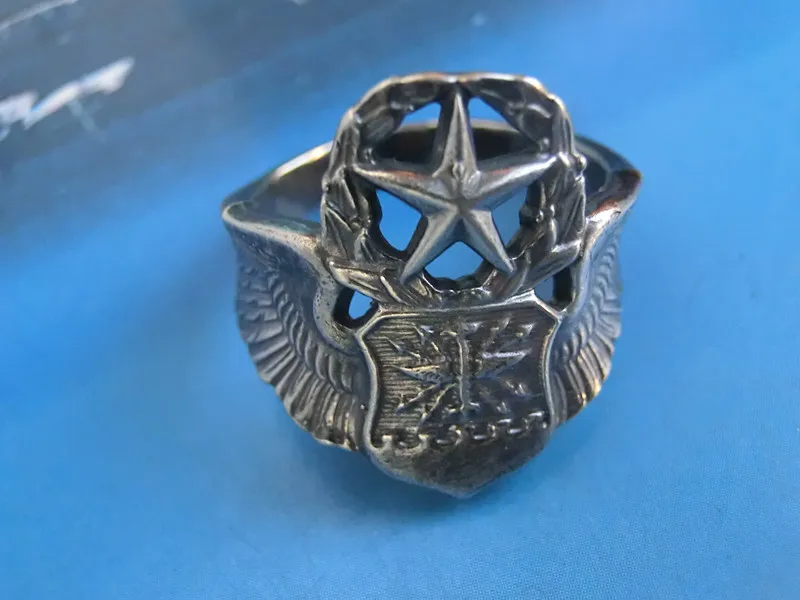 925 стерлингового серебра 2 дюймовый навигатор, Пять Звезд Премиум значок серебряное кольцо