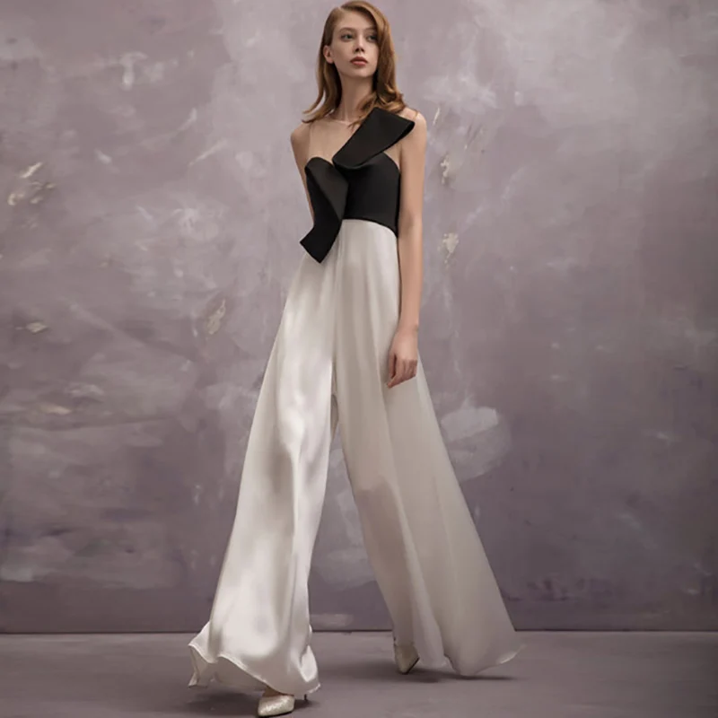 

Gedivoen Summer Sleeveless White Jumpsuit Women Patchwork Loose Pockets Ladies Rompers Fashion Runway Casual Jumpsuits