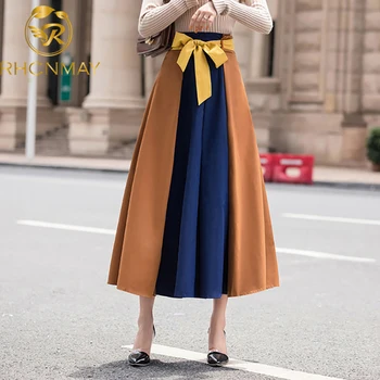 

2020 Spring High Waist Long Maxi Skirts For Women Pleated Faldas Mujer Moda Casual Falda Mujer Korean Style Skirt Jupe Femme