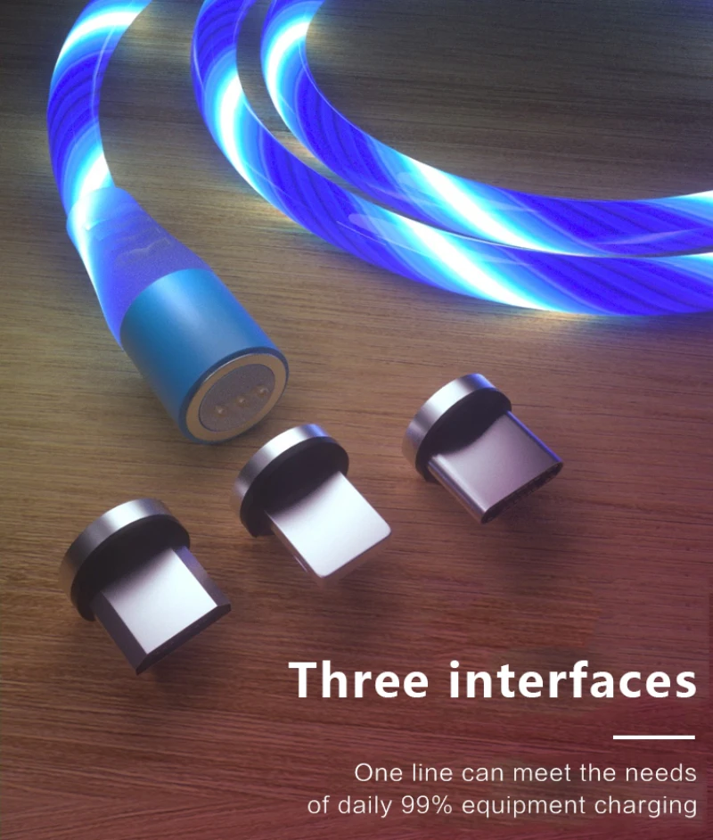 Мода 3A Зарядное устройство USB Type C кабель Micro USB кабель Красочный Светодиодный свет Магнитный телефонный кабель Быстрая Зарядка Micro USB Type C кабель
