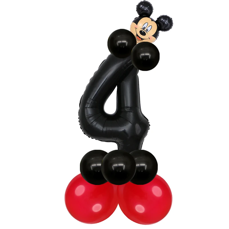 17 шт./лот, голова Микки и Минни, 30 дюймов, красные фольгированные шары с цифрами для первого дня рождения, украшения для детских игрушек, латексные шары для душа - Цвет: black Mickey 4
