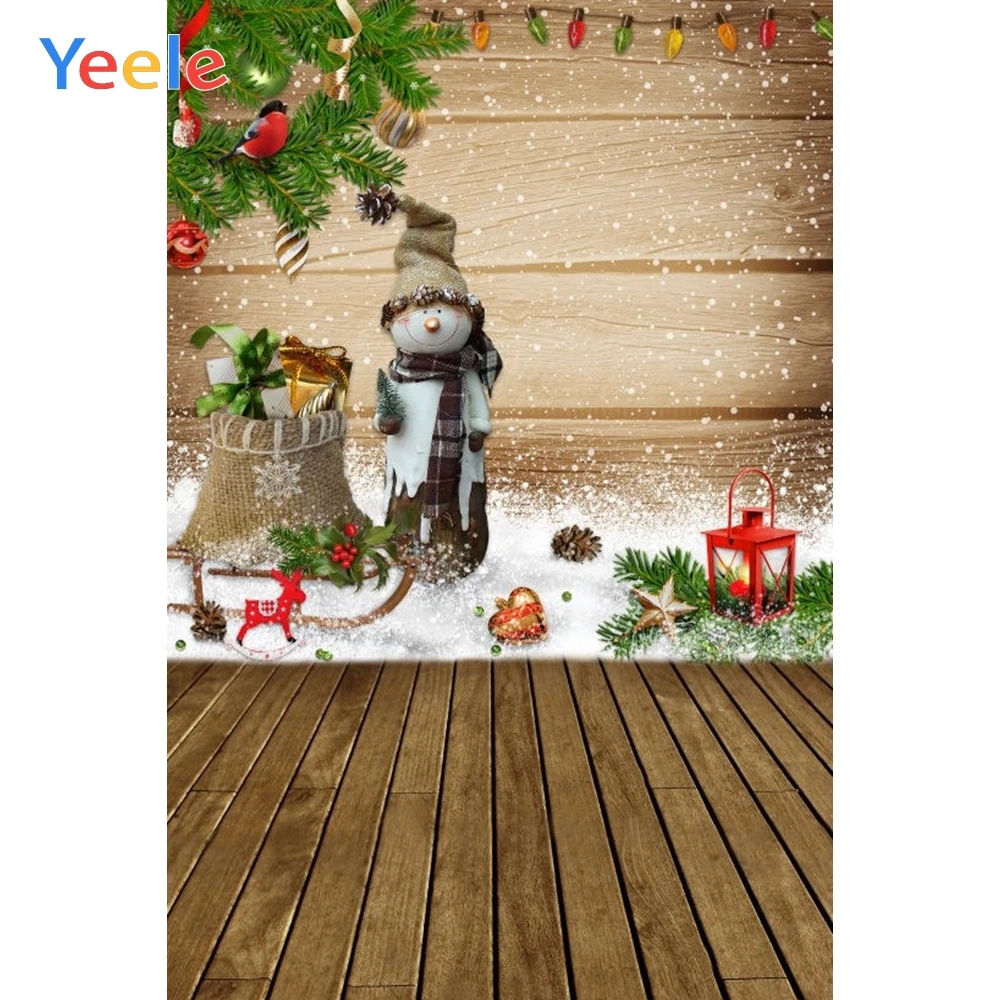 

Yeele Merry Christmas Photography Backdrop Winter Tree Snow Wood Board Custom Photographic Background For Photo Studio Props