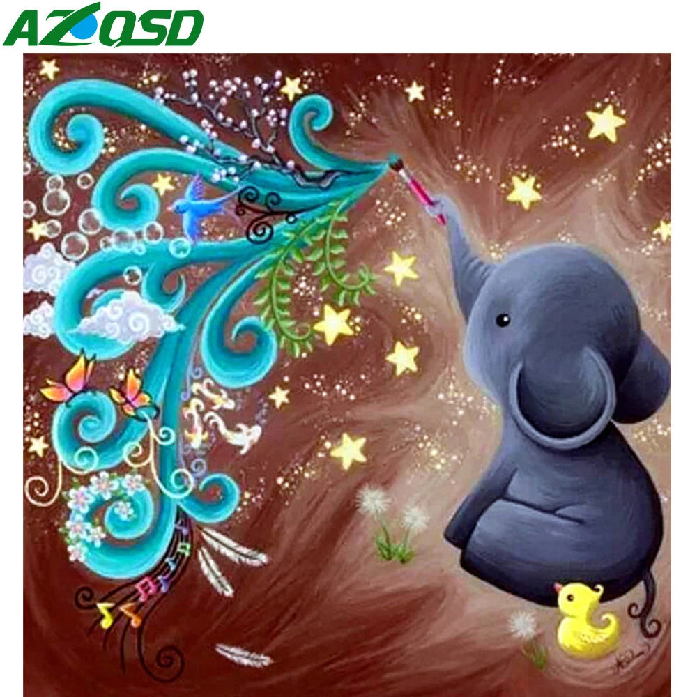 AZQSD 5D Diamond Painting Elephant DIY Handicraft Full Square Drill Embroidery Mosaic Animal Kits Handmade Gift | Дом и сад