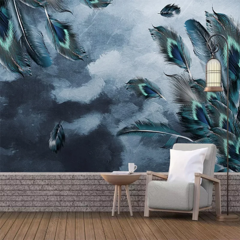 Custom Wall Mural Dream Feather Nordic Background Decorative Painting Self Adhesive Wallpaper | Обустройство дома