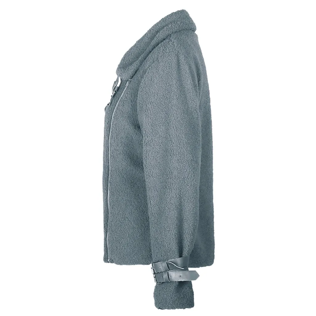 Jaycosin Fashion Women Casual Fleece Winter Warm Jacket Coat Stylish Long Sleeve Comfortable Soft Short Overcoat Outercoat 26#4