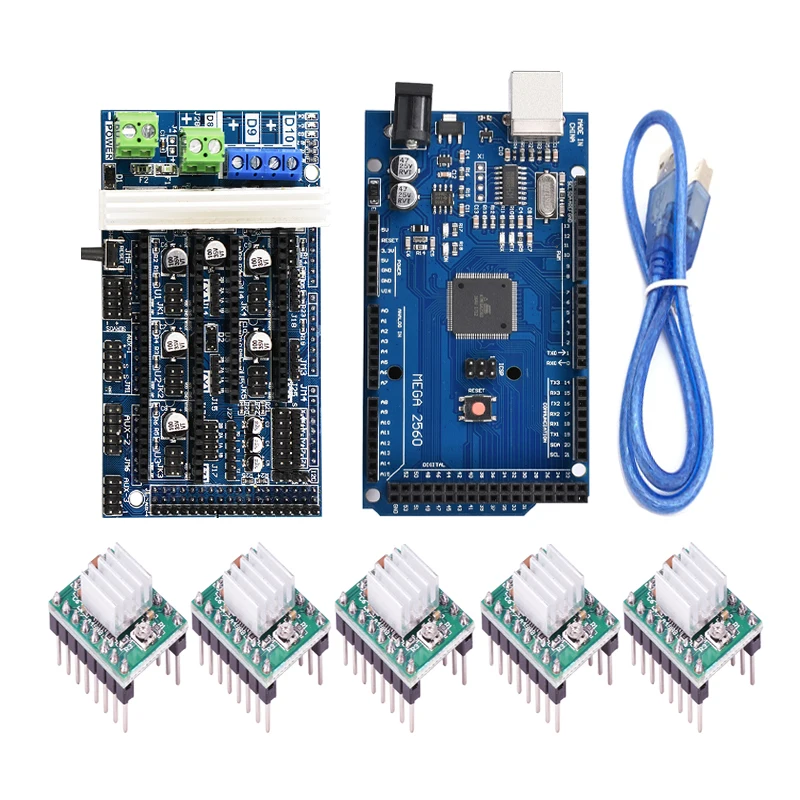 Ramps 1,6 комплект Mega 2560 R3 для arduino+ 1 шт. RAMPS 1,6 контроллер+ 5 шт. A4988 шаговый драйвер модуль 3d Принтер Комплект