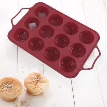 

Edible Silicon Cake Mold 12 with round Muffin Cup High Temperature Oven Baking Tools