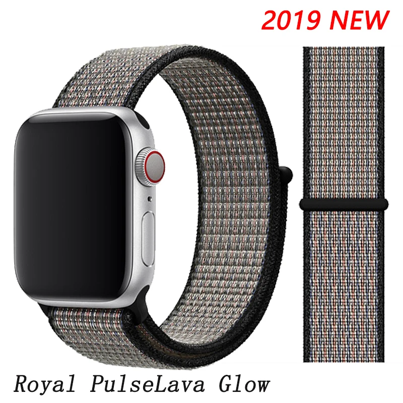 Ремешок для apple watch 5 4 ремешок 44 мм 40 мм Correa 42 мм 38 мм iwatch 5 4 3 2 нейлоновый браслет pulseira ремешок для часов - Цвет ремешка: Royal PulseLava Glow
