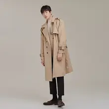 

Korean Trench Coat Men's Fashion Casual Long Coat Men Streetwear Spring Autumn Oversized Windbreaker Jacket Mens Overcoat M-3XL