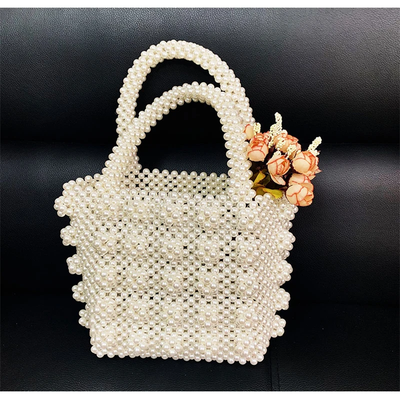 Fashion Imitation Pearls For Women/Girls INS Handmade Big Handbag Elegant Party Birthday Gifts