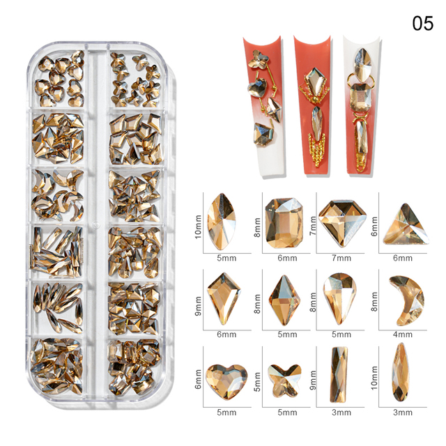 Box AB/Colorful Hotfix Rhinestones MIxed Size Flatback Crystal Diamond Gems 3D Glitter Nail Art Luxurious Decorations