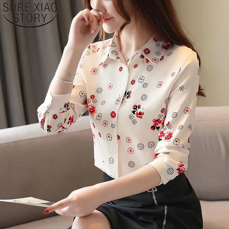 

Blusas Mujer De Moda 2019 Autumn Fashion Women Shirts Long Sleeve Turn-down Collar Tops Casual Printed Chiffon Blouses 6198 50