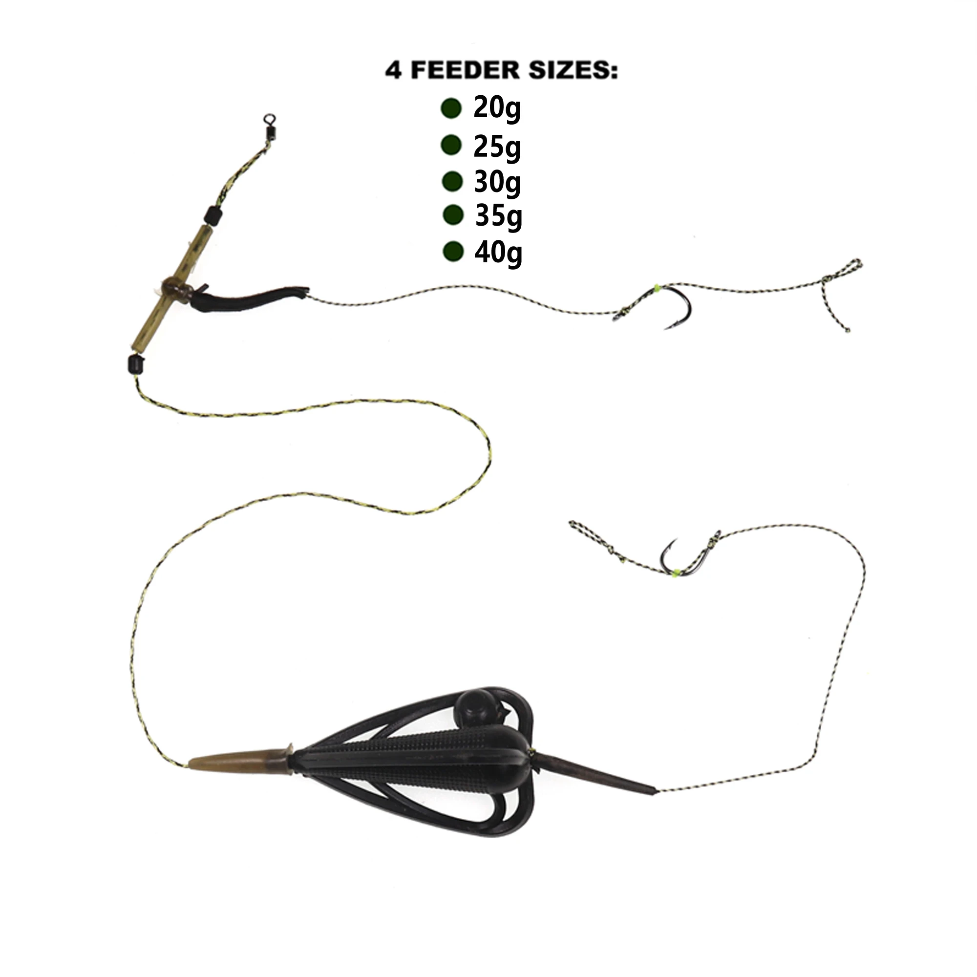 Wifreo 1pc Carp Fishing Hair Rig Inline Method Feeder Rig 40g 50g 60g 70g Carp Coarse Fishing Hair Rig 2 Hooks Set Kits