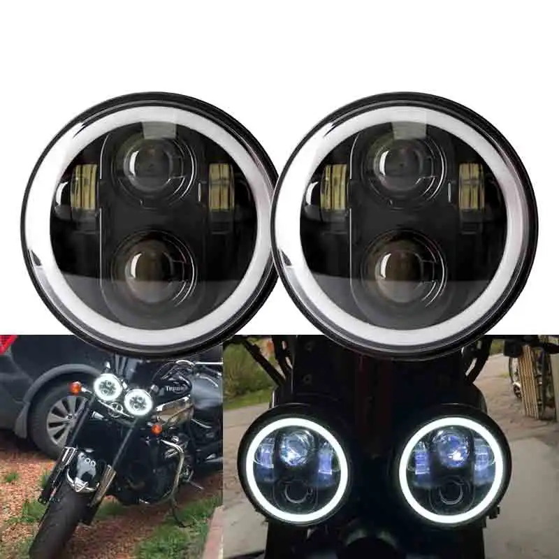 2X5,75 дюймов Железный 883 Dyna налобный фонарь 5 3/" светодиодный DRL для Triumph Rocket iii 3 speed Tripl& Street Triple 5,75" лампа