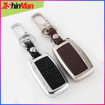

ShinMan Zinc alloy+Top leather key Ccover key protect shell CAR key case For Land Rover Discovery 4 Freelander 2 Evoque 5button