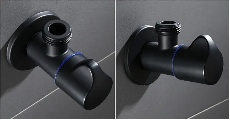 Black Standard G1/2 Thread Mixer with Angle Filled Valve, Taoqiu Solid Open-air Canned Faucet