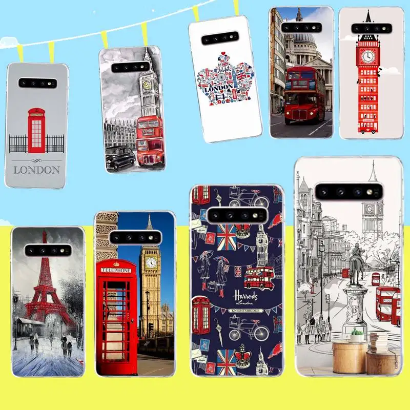 HPCHCJHM London Red Bus Big Ben Poster черный мягкий чехол для телефона Samsung S9 plus S5 S6 S7 edge S8 S10