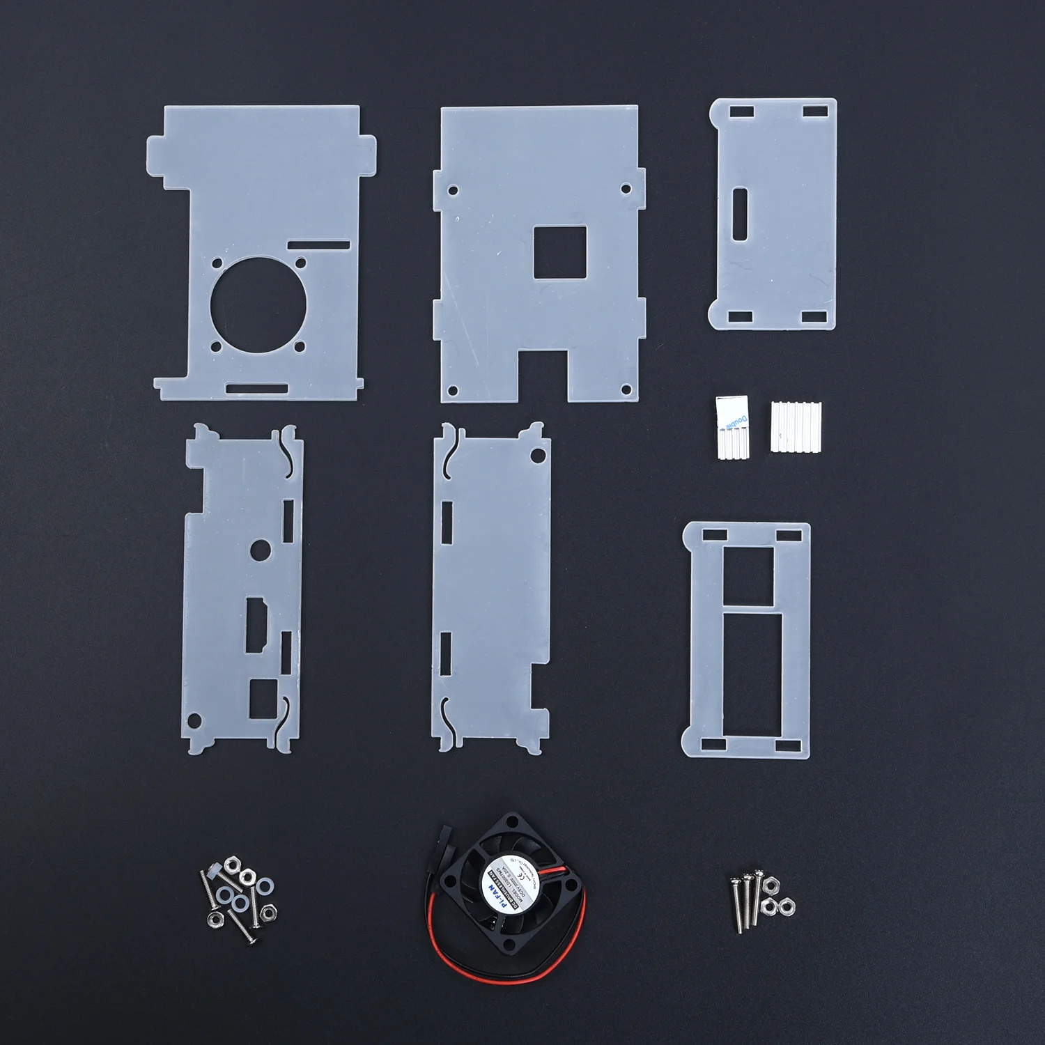 Clear Acrylic Case Accessories Parts Aluminum 0.2A Protective DC 5V Kits+ Cooling Fan+ 3x Heatsink