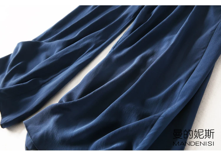 Женские чистый шелк тонкие свободные тип длинные брюки бежевый черный темно-синий мм