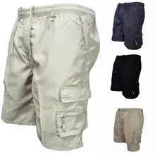 

50% Hot Sales Cargo Shorts Solid Color Drawstring Men Loose Multi Pockets Shorts for Fitness