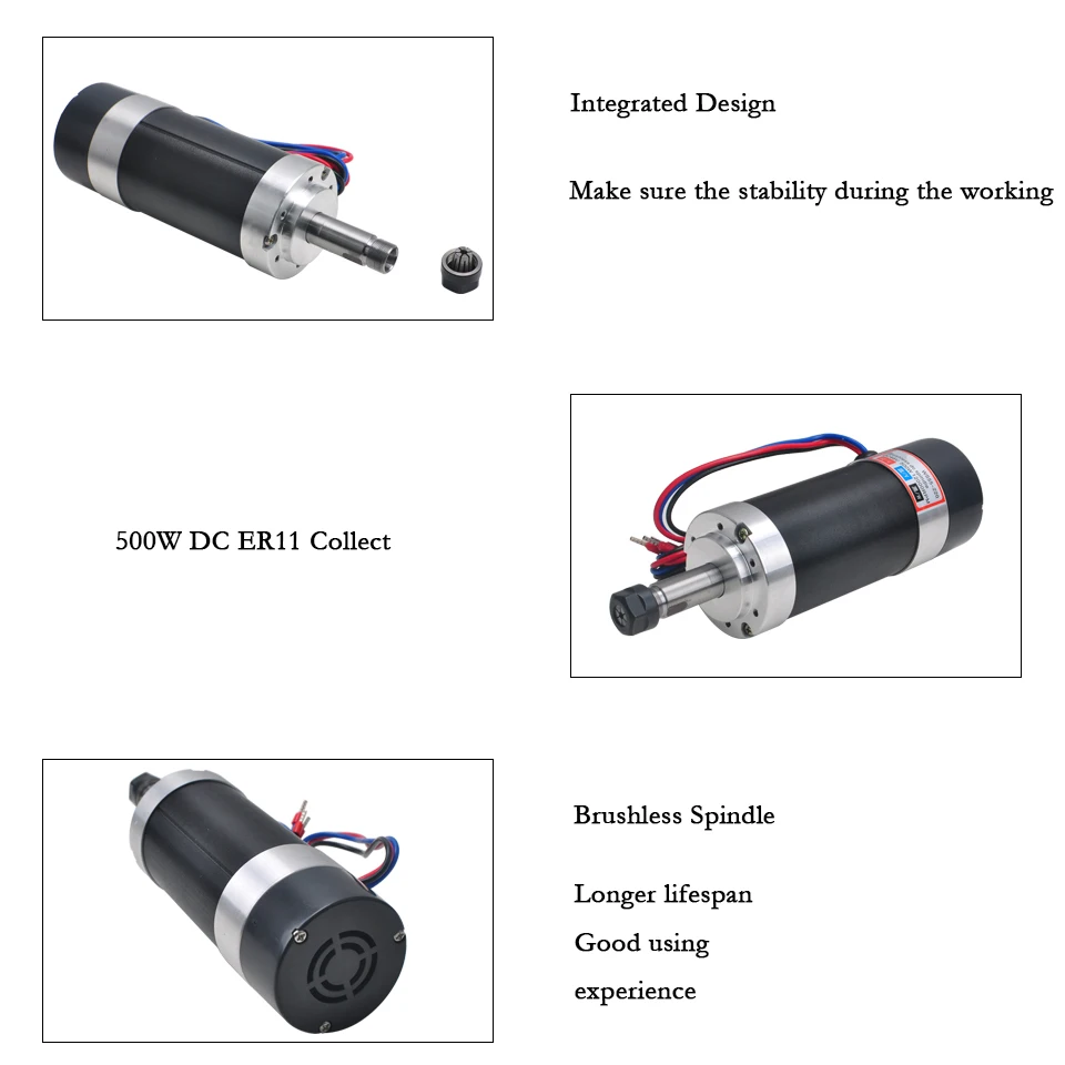 CNC шпинделя 0.5KW двигателя BrushlessMilling маршрутизатор DC шпинделя 55 мм зажим шагового двигателя водителем переключатель Питание ER11 Цанга