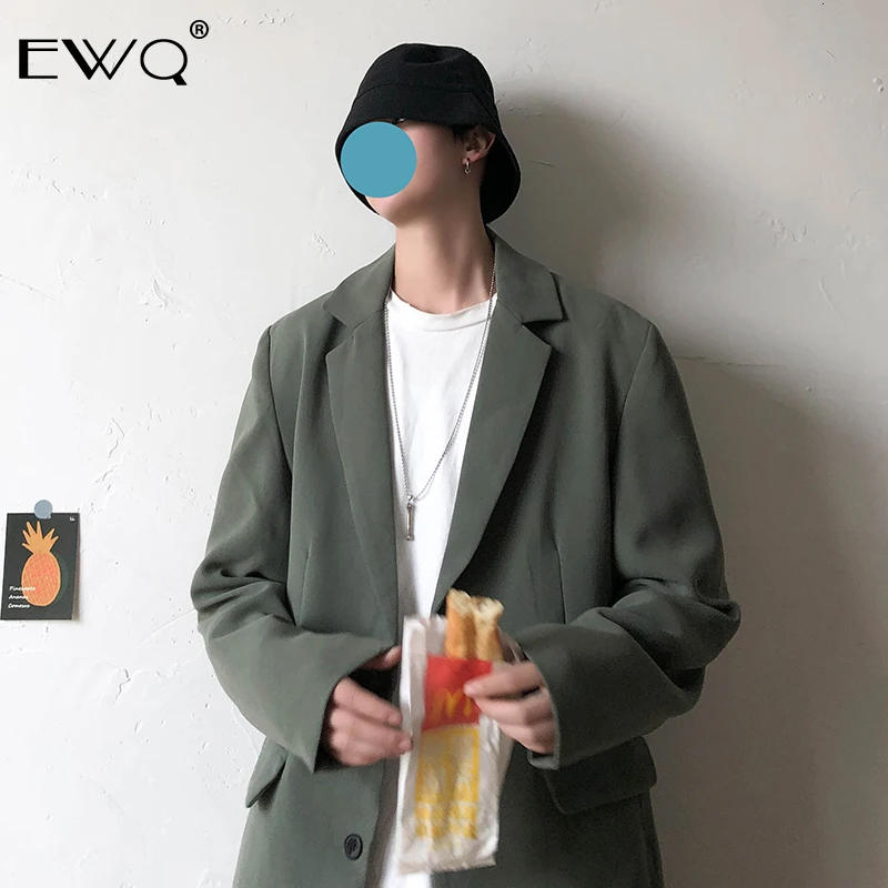 EWQ/мужской маленький костюм, трендовый свободный мужской костюм с заниженным плечом, повседневный однотонный мужской костюм, блейзеры, Свободное пальто 9Y0032