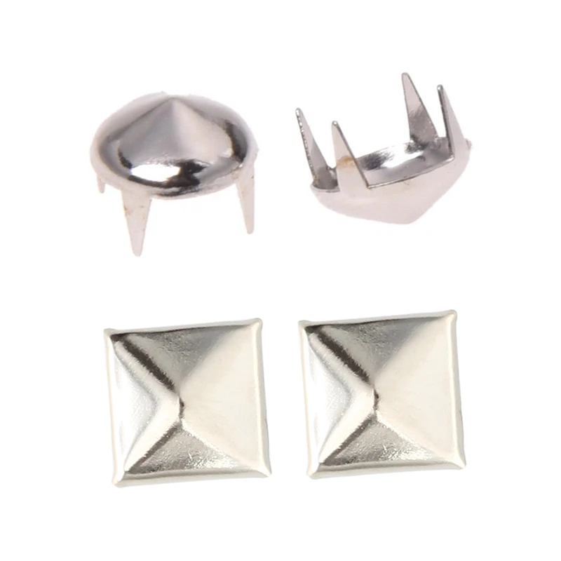 200 шт серебряные заклепки квадратные для сумок/обуви/перчаток 9 мм и 8 мм