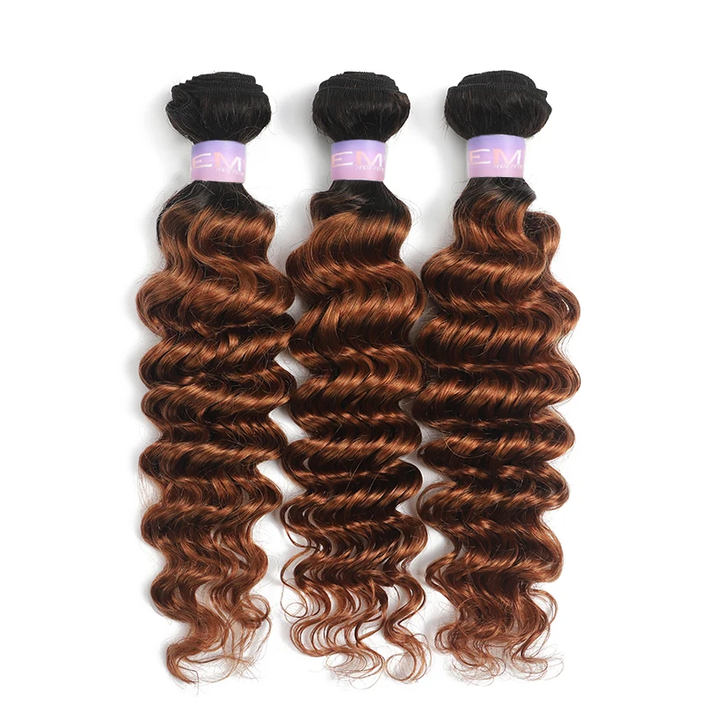 Бразильские глубокие волнистые человеческие волосы пряди KEMY Hair T1B/99J бордовый Омбре красный цвет волосы ткачество не Реми 3/4 пряди - Цвет волос: T1B-30