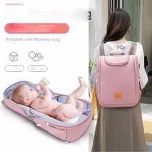 Bébé Sac À Langer Sac À Langer Portable Lit Pliant Sac Momie Léger Grande Capacité Décontracté Double Épaule Maternelle Bébé Sac