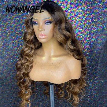 

Wowangel 4*4 Closure Lace Front Human Wigs Hair Highlight Color Body Wave Blond Ombre Color Remy Brazilian Pre Plucked Hair