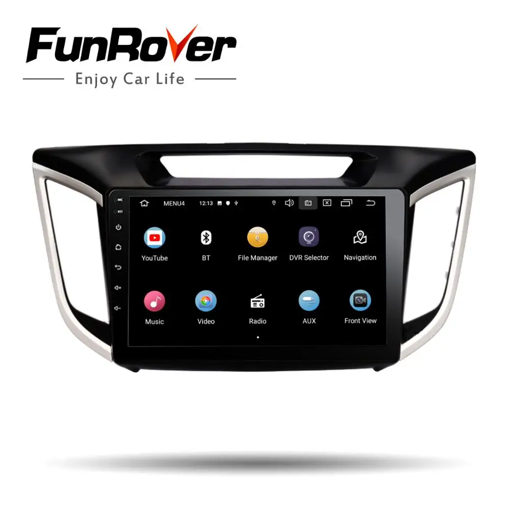 Flash Deal Funrover 2.5D+IPS Car Multimedia player 2 din Android 9.0 radio DVD Navi For hyundai ix25 creta 2014 2015 2016 gps stereo RDS BT 1