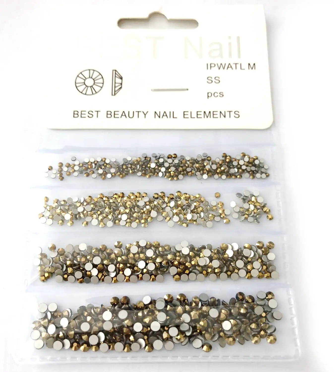 1 упаковка стеклянные стразы для ногтей разных размеров SS4 SS6 SS8 SS10 украшения для ногтей камни блестящие драгоценные камни аксессуары для маникюра - Цвет: Gold