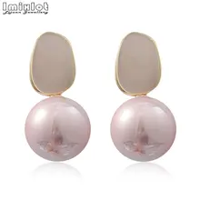 Новая мода Имитация Жемчужный полимерный шпильки геометрической формы серьги для женщин серьги для уха Висячие Серьга Brincos милые девушки ювелирные изделия