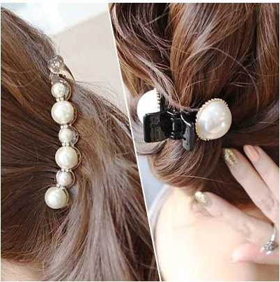 

Korean-style Hair Accessories Pearl Grip Banana Clip Ponytail Clip